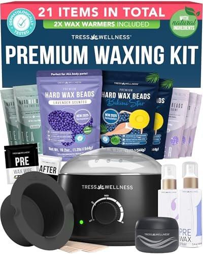 Tress Wellness Deluxe Enthaarungsset für empfindliche Haut – Gesicht & Körper, inklusive Vor- und Nachbehandlungsspray, einfach anzuwenden – für Gesicht, Bikini, Brazilian & Ganzkörper, Schwarz & Weiß