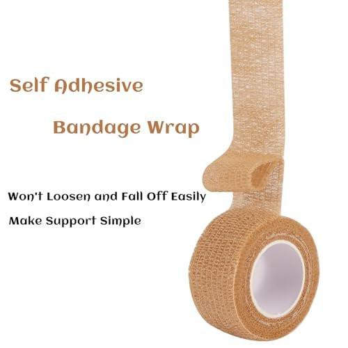 24 Rollen Elastische Selbstklebende Bandage 2,5 cm, Atmungsaktive Kohäsive Binde aus Vliesstoff für Hunde, Knöchelverstauchungen, Schwellungen, Medizinisches Erste-Hilfe-Tape, Sport-Tape (Braun)