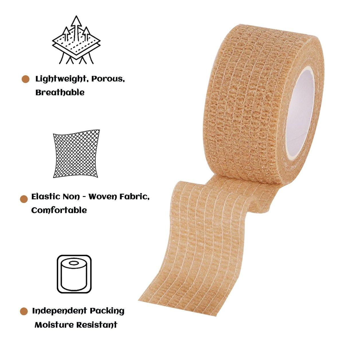 24 Rollen Elastische Selbstklebende Bandage 2,5 cm, Atmungsaktive Kohäsive Binde aus Vliesstoff für Hunde, Knöchelverstauchungen, Schwellungen, Medizinisches Erste-Hilfe-Tape, Sport-Tape (Braun)