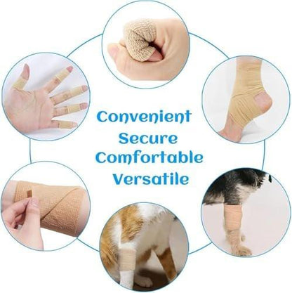 24 Rollen Elastische Selbstklebende Bandage 2,5 cm, Atmungsaktive Kohäsive Binde aus Vliesstoff für Hunde, Knöchelverstauchungen, Schwellungen, Medizinisches Erste-Hilfe-Tape, Sport-Tape (Braun)