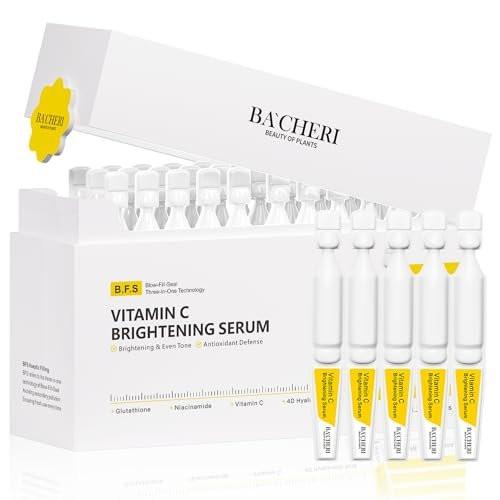 Vitamin C Brightening Serum für das Gesicht – Antioxidative Hydratisierende Ampullen mit Glutathion, Niacinamid & Hyaluronsäure – Tägliche Hautpflege für ungleichmäßigen Teint, dunkle Flecken & empfindliche trockene Haut – 1,2 ml x 30