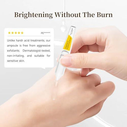 Vitamin C Brightening Serum für das Gesicht – Antioxidative Hydratisierende Ampullen mit Glutathion, Niacinamid & Hyaluronsäure – Tägliche Hautpflege für ungleichmäßigen Teint, dunkle Flecken & empfindliche trockene Haut – 1,2 ml x 30