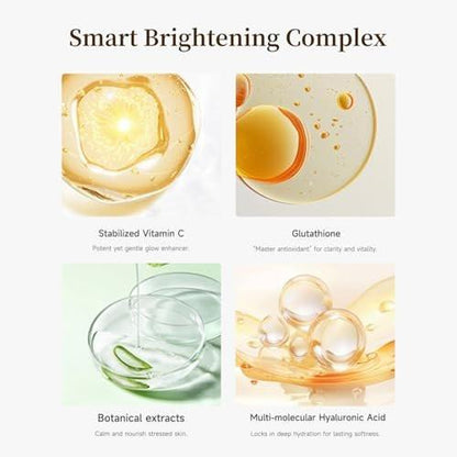 Vitamin C Brightening Serum für das Gesicht – Antioxidative Hydratisierende Ampullen mit Glutathion, Niacinamid & Hyaluronsäure – Tägliche Hautpflege für ungleichmäßigen Teint, dunkle Flecken & empfindliche trockene Haut – 1,2 ml x 30