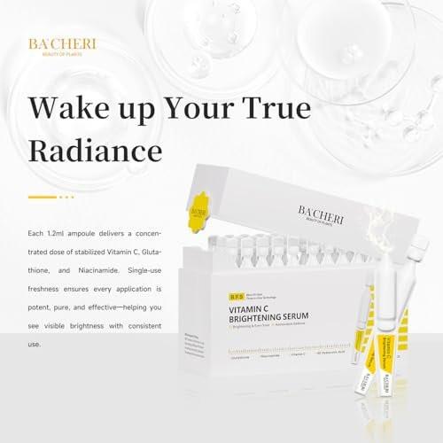 Vitamin C Brightening Serum für das Gesicht – Antioxidative Hydratisierende Ampullen mit Glutathion, Niacinamid & Hyaluronsäure – Tägliche Hautpflege für ungleichmäßigen Teint, dunkle Flecken & empfindliche trockene Haut – 1,2 ml x 30