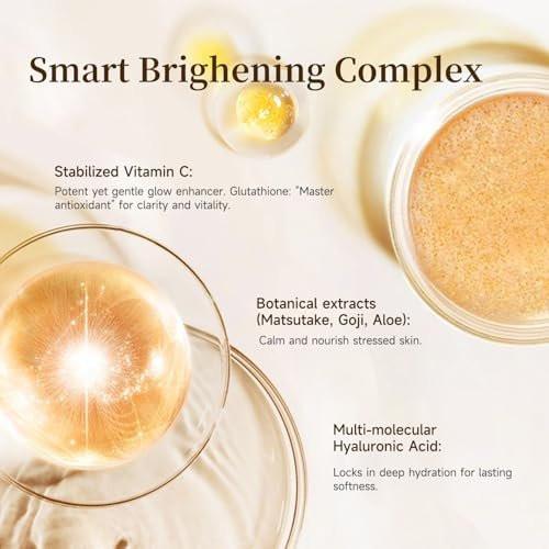 Vitamin C Brightening Serum für das Gesicht – Antioxidative Hydratisierende Ampullen mit Glutathion, Niacinamid & Hyaluronsäure – Tägliche Hautpflege für ungleichmäßigen Teint, dunkle Flecken & empfindliche trockene Haut – 1,2 ml x 30