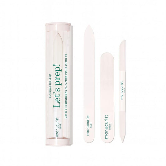 Manucurist Glas Nagelpflege Trio – Exklusives Set mit Glasnagelfeile, Buffer und Nagelhautschieber – Maniküre-Werkzeuge für gepflegte Nägel