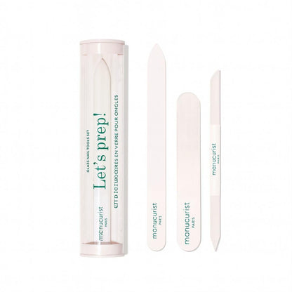 Manucurist Glas Nagelpflege Trio – Exklusives Set mit Glasnagelfeile, Buffer und Nagelhautschieber – Maniküre-Werkzeuge für gepflegte Nägel
