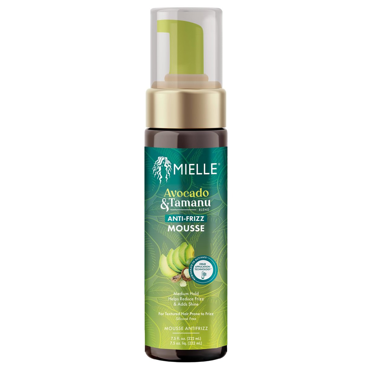 Mielle Organics Avocado & Tamanu Curly Hair Mousse - Anti-Frizz Haarschaum für lockiges, welliges und krauses Haar - Mittlerer Halt für Definition & Kontrolle mit weichem, natürlichem Glanz (222 ml)