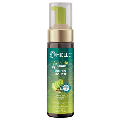 Mielle Organics Avocado & Tamanu Curly Hair Mousse - Anti-Frizz Haarschaum für lockiges, welliges und krauses Haar - Mittlerer Halt für Definition & Kontrolle mit weichem, natürlichem Glanz (222 ml)