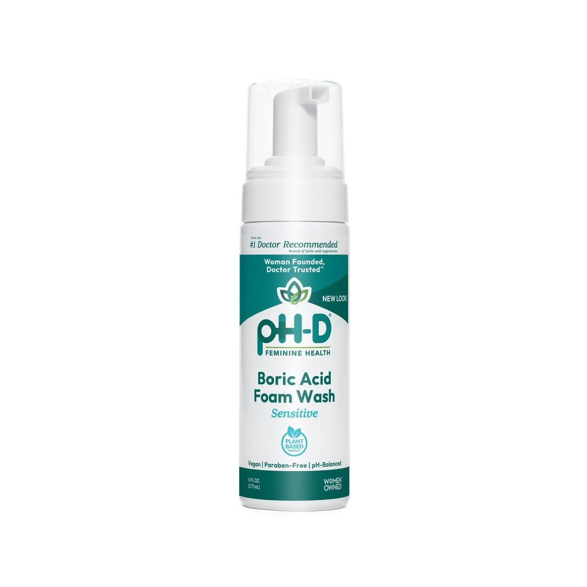 pH-D Feminine Health - Borsäure-Schaumwaschung - pH-ausgeglichen, parabenfrei und pflanzlich (empfindlich, 177 ml)