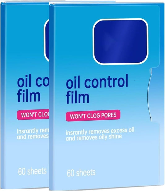 2er-Pack Ölpapier für das Gesicht (120 Blatt) – Ölabsorbierende Blotting Sheets für fettige Haut, make-up-freundlich & tragbar