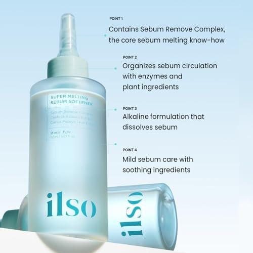 ilso Super Melting Sebum Softener – 5,29 fl oz mit 40 Hautpflege-Wattepads – Porenreinigungslösung & Mitesser-Entferner – Koreanische Hautpflege