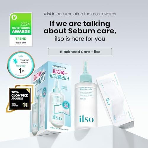 ilso Super Melting Sebum Softener – 5,29 fl oz mit 40 Hautpflege-Wattepads – Porenreinigungslösung & Mitesser-Entferner – Koreanische Hautpflege