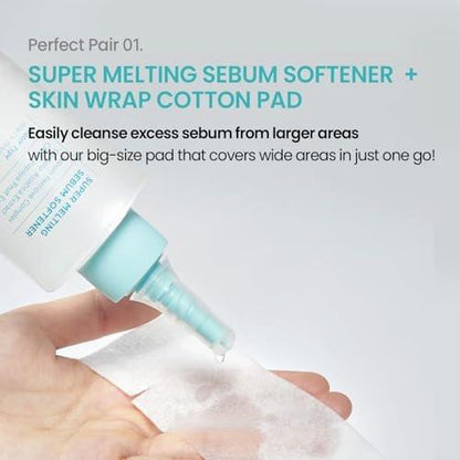 ilso Super Melting Sebum Softener – 5,29 fl oz mit 40 Hautpflege-Wattepads – Porenreinigungslösung & Mitesser-Entferner – Koreanische Hautpflege