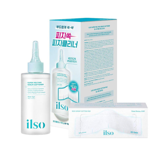 ilso Super Melting Sebum Softener – 5,29 fl oz mit 40 Hautpflege-Wattepads – Porenreinigungslösung & Mitesser-Entferner – Koreanische Hautpflege