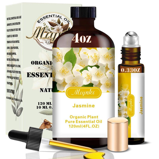 Jasmin ätherisches Öl – Jasmin Duftöl für Romantik, Diffuser, Luftbefeuchter, Massage, DIY-Kerzen, Seife, Hautpflege, Yoga, Geschenkfertig – MLYNKL Jasmin Öl (130 ml / 4,33 fl oz)