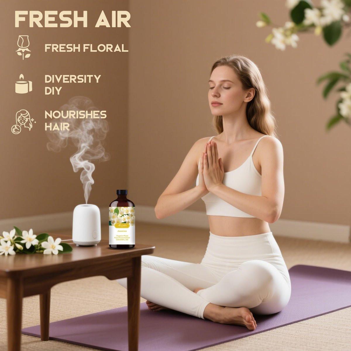 Jasmin ätherisches Öl – Jasmin Duftöl für Romantik, Diffuser, Luftbefeuchter, Massage, DIY-Kerzen, Seife, Hautpflege, Yoga, Geschenkfertig – MLYNKL Jasmin Öl (130 ml / 4,33 fl oz)