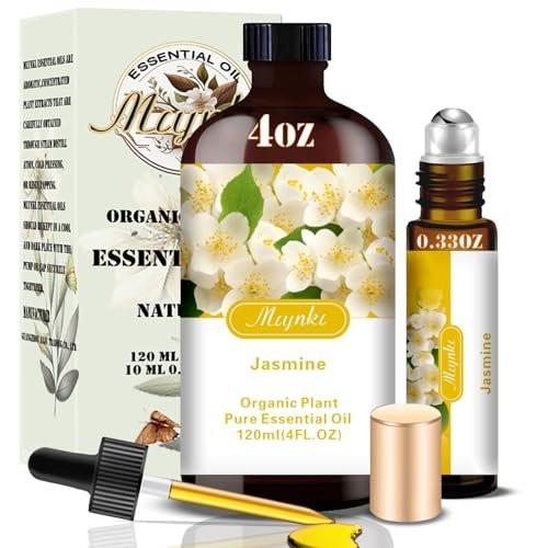 Jasmin ätherisches Öl – Jasmin Duftöl für Romantik, Diffuser, Luftbefeuchter, Massage, DIY-Kerzen, Seife, Hautpflege, Yoga, Geschenkfertig – MLYNKL Jasmin Öl (130 ml / 4,33 fl oz)