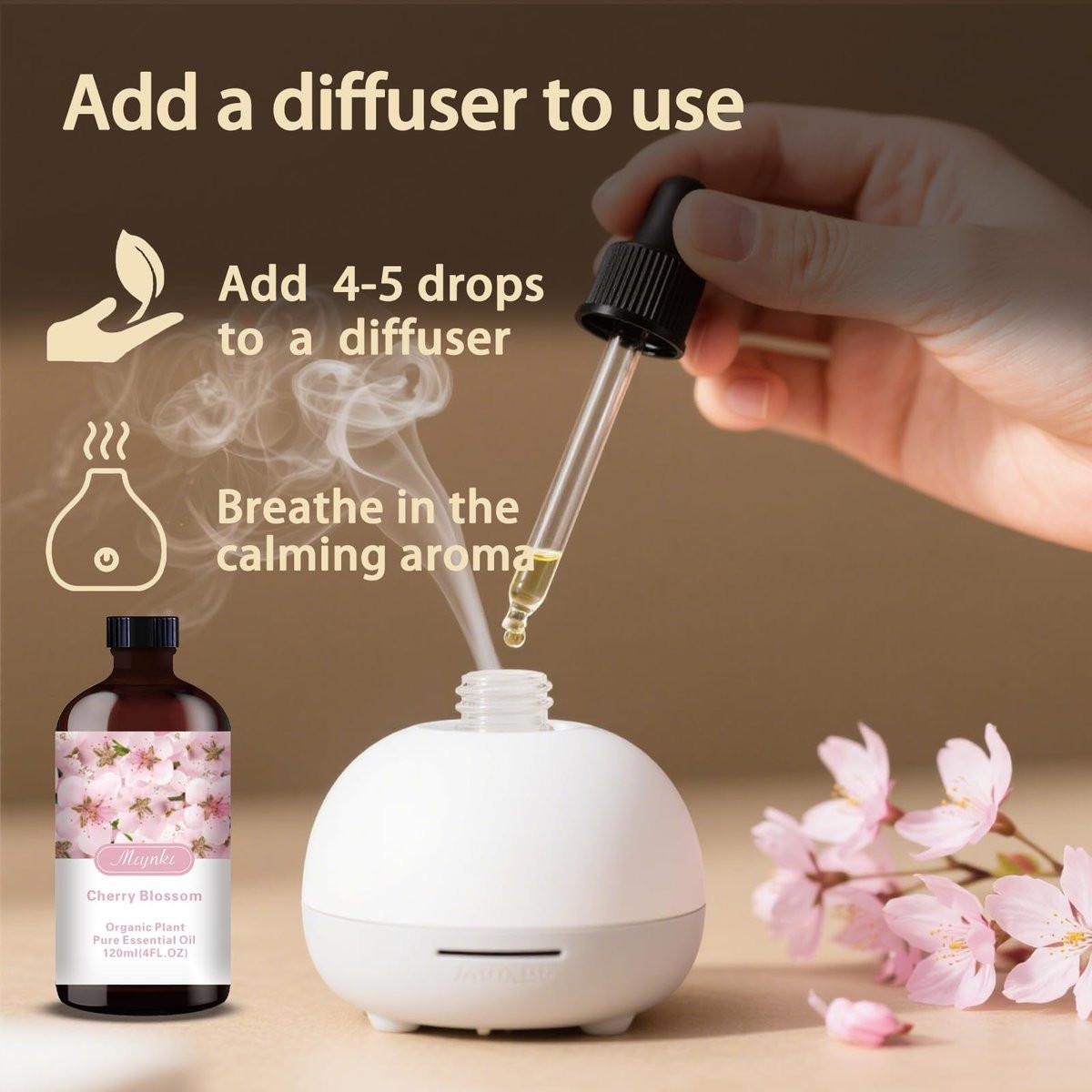 Kirschblüten Duftöl – MLYNKL Kirschblütenöl für Diffuser, Luftbefeuchter, DIY Kerzen, Seife, Blütenduft, Zuhause, Geschenk (130 ml)