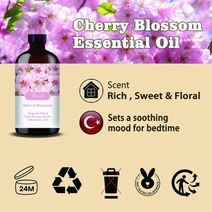 Kirschblüten Duftöl – MLYNKL Kirschblütenöl für Diffuser, Luftbefeuchter, DIY Kerzen, Seife, Blütenduft, Zuhause, Geschenk (130 ml)