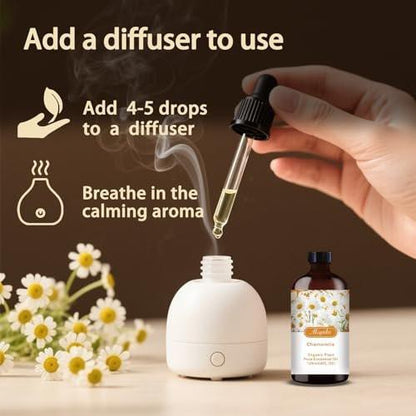 Kamillen Ätherisches Öl – Kamillenduftöl für Schlafhilfe, Diffuser, Luftbefeuchter, Massage, DIY Seife, Kerze, Hautpflege, Geschenkfertig – MLYNKL Kamillenöle (130 ml)