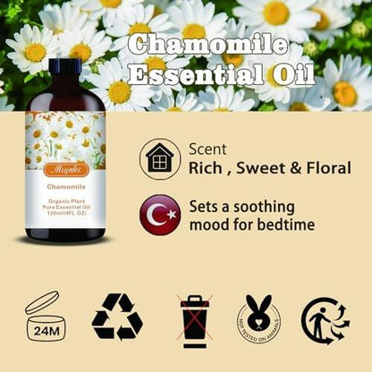 Kamillen Ätherisches Öl – Kamillenduftöl für Schlafhilfe, Diffuser, Luftbefeuchter, Massage, DIY Seife, Kerze, Hautpflege, Geschenkfertig – MLYNKL Kamillenöle (130 ml)