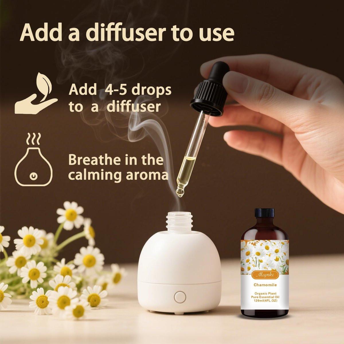 Kamillen Ätherisches Öl – Kamillenduftöl für Schlafhilfe, Diffuser, Luftbefeuchter, Massage, DIY Seife, Kerze, Hautpflege, Geschenkfertig – MLYNKL Kamillenöle (130 ml)
