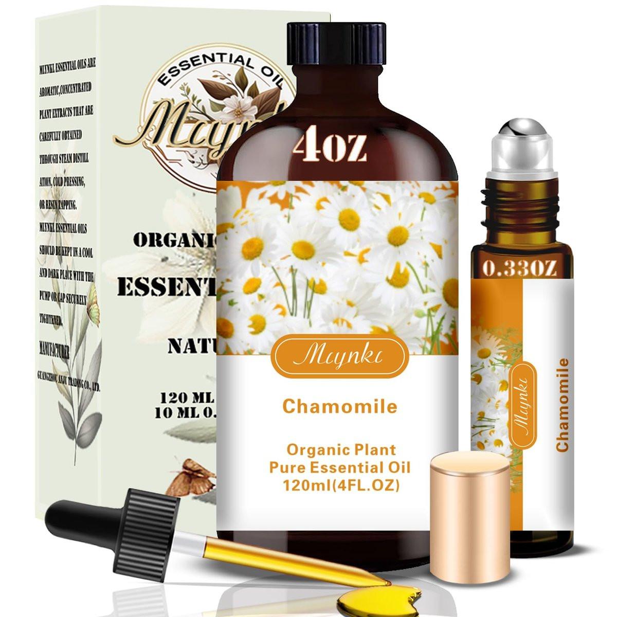 Kamillen Ätherisches Öl – Kamillenduftöl für Schlafhilfe, Diffuser, Luftbefeuchter, Massage, DIY Seife, Kerze, Hautpflege, Geschenkfertig – MLYNKL Kamillenöle (130 ml)