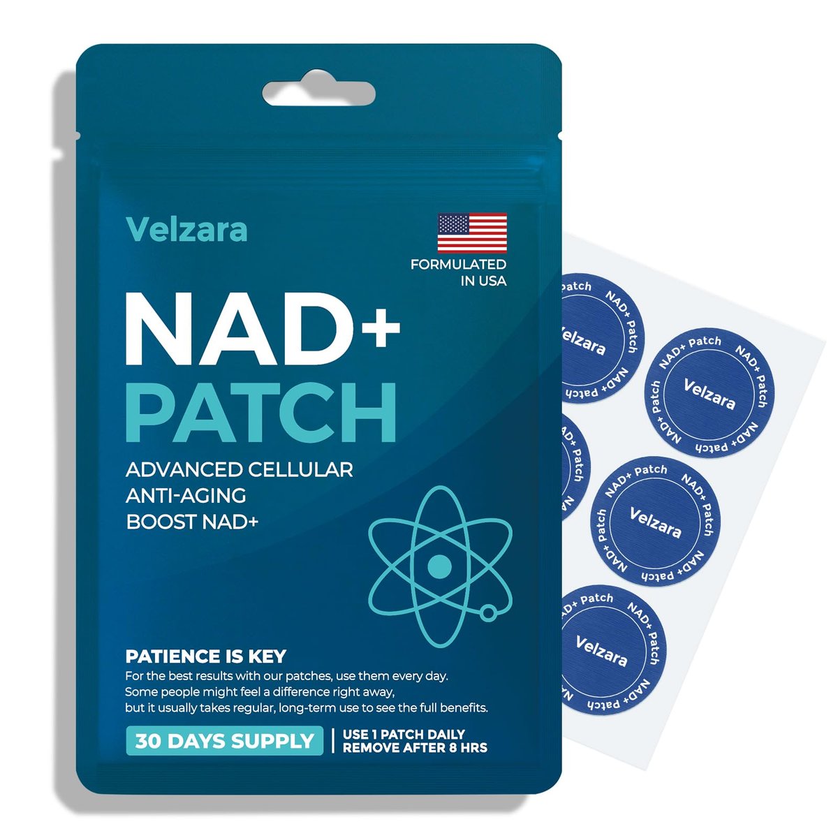 Velzara NAD+ Patches – Bequemer Alltagsträger, vegan, wasserresistent, 30 Patches