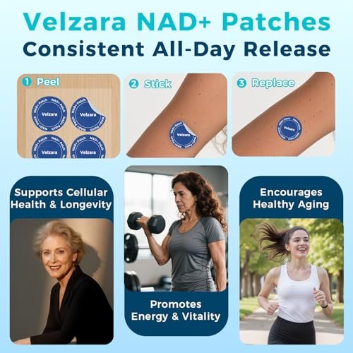Velzara NAD+ Patches – Bequemer Alltagsträger, vegan, wasserresistent, 30 Patches