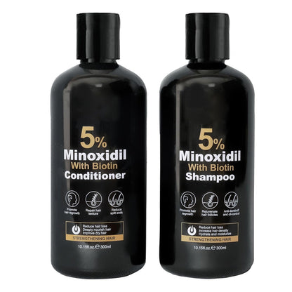 Minoxidil Shampoo & Conditioner Set für Haarwachstum – Biotin, Ginseng & Ingwer – Unterstützt volleres, dichteres Haar – Kopfhautpflege – Für Männer & Frauen – 600 ml Duo