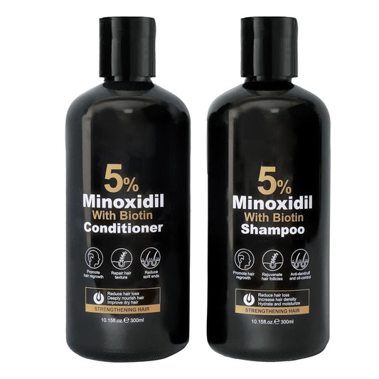 Minoxidil Shampoo & Conditioner Set für Haarwachstum – Biotin, Ginseng & Ingwer – Unterstützt volleres, dichteres Haar – Kopfhautpflege – Für Männer & Frauen – 600 ml Duo