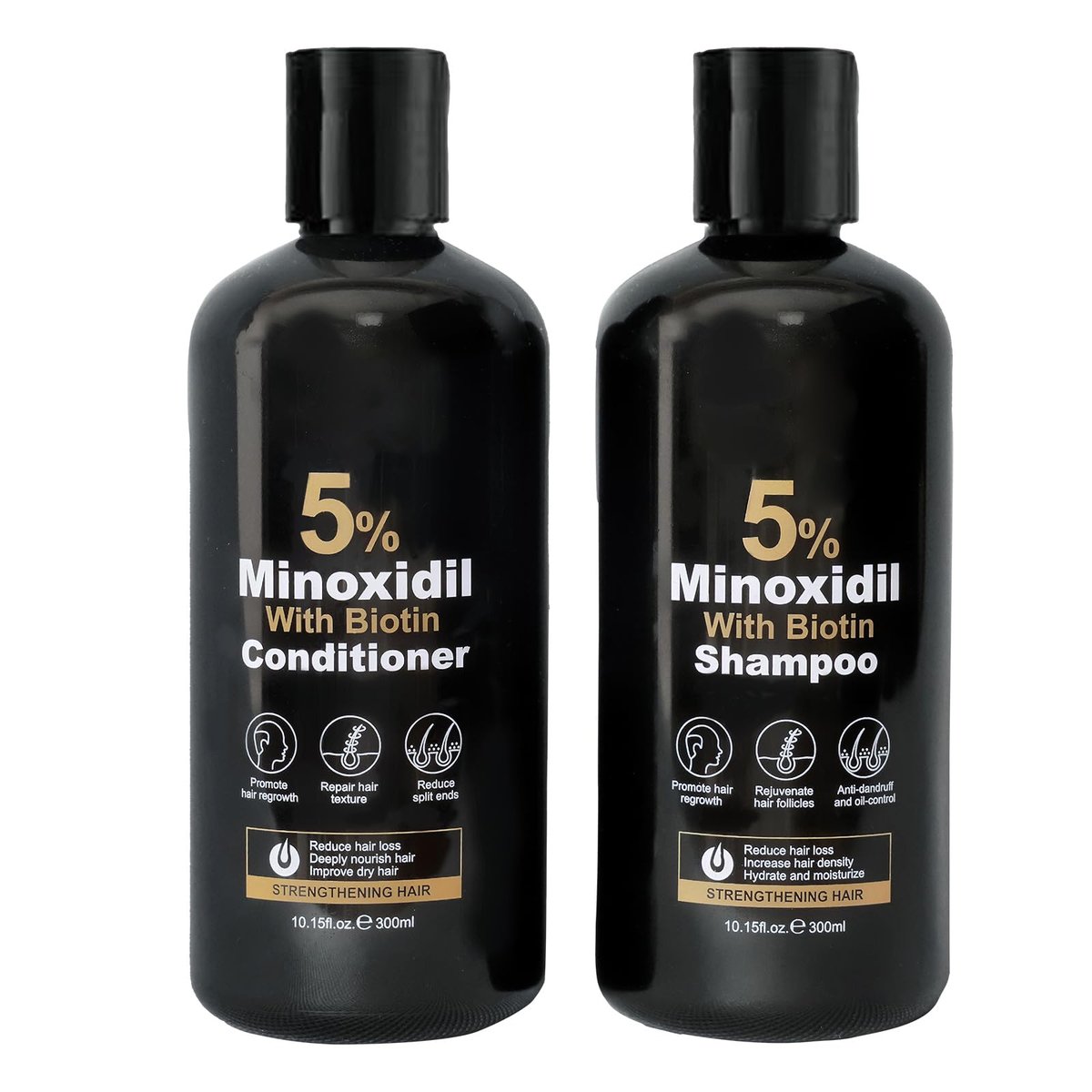 Minoxidil Shampoo & Conditioner Set für Haarwachstum – Biotin, Ginseng & Ingwer – Unterstützt volleres, dichteres Haar – Kopfhautpflege – Für Männer & Frauen – 600 ml Duo
