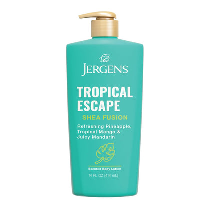 Jergens Shea Fusion Tropical Escape Body Lotion – Feuchtigkeitsspendende Körperlotion mit Sheabutter und Vitamin E, 414 ml