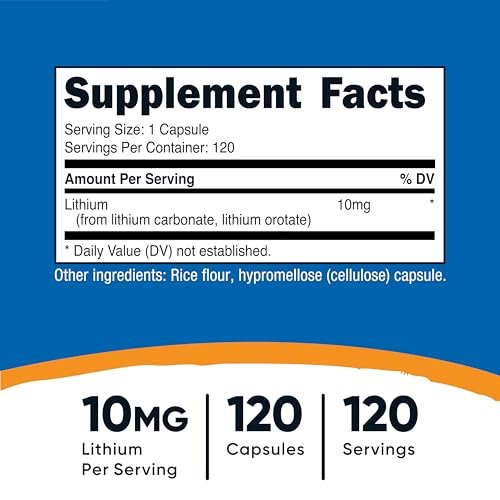 Nutricost Lithiumorotat (10 mg) - 120 Kapseln - Veganes Lithiumpräparat, GMO-frei, glutenfrei