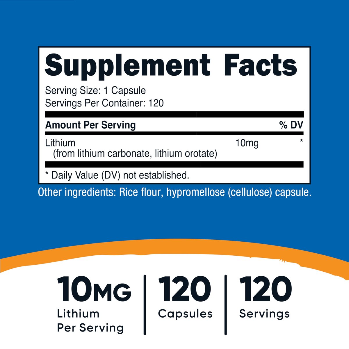Nutricost Lithiumorotat (10 mg) - 120 Kapseln - Veganes Lithiumpräparat, GMO-frei, glutenfrei