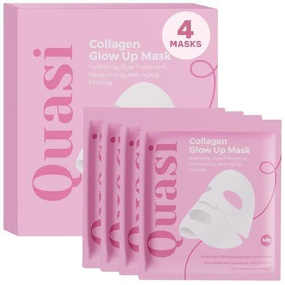 Quasi Bio-Collagen Face Mask Overnight – Feuchtigkeitsspendende koreanische Sheet Mask – Niacinamid & niedermolekulares Kollagen – Straffende & glättende Hautpflege für alle Hauttypen – 4 Masken