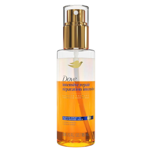 Dove Damage Therapy Intensive Repair mit Amino Serum Bi-Phase Serum + Öl Haarspray für Glanz, Frizz-Kontrolle und Spliss 3,9 oz