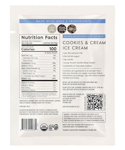Truvani Bio Molkenproteinpulver Vanille | 20g Weideprotein | USDA Bio & Non-GMO | Glutenfrei | Ohne Gummi, Soja, Stevia & Zuckerzusatz