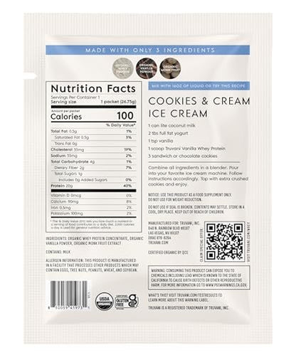 Truvani Bio Molkenproteinpulver Vanille | 20g Weideprotein | USDA Bio & Non-GMO | Glutenfrei | Ohne Gummi, Soja, Stevia & Zuckerzusatz