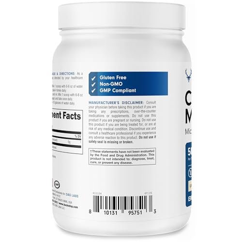 Bucked Up Reines mikronisiertes Kreatin-Monohydrat für Frauen und Männer – Leicht zu mischen und ungewürzt – 5 g pro Portion – 120 Portionen – 600 Gramm pro Behälter