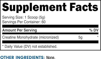 Bucked Up Reines Micronisiertes Kreatin-Monohydrat für Frauen und Männer – Leicht zu mischen und unaromatisiert – 5 g pro Portion – 60 Portionen – 300 Gramm pro Behälter