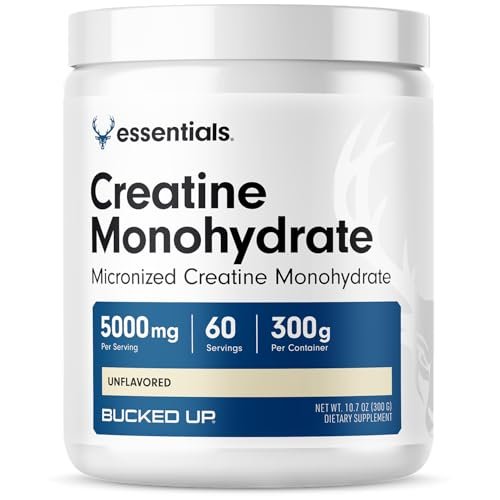 Bucked Up Reines Micronisiertes Kreatin-Monohydrat für Frauen und Männer – Leicht zu mischen und unaromatisiert – 5 g pro Portion – 60 Portionen – 300 Gramm pro Behälter
