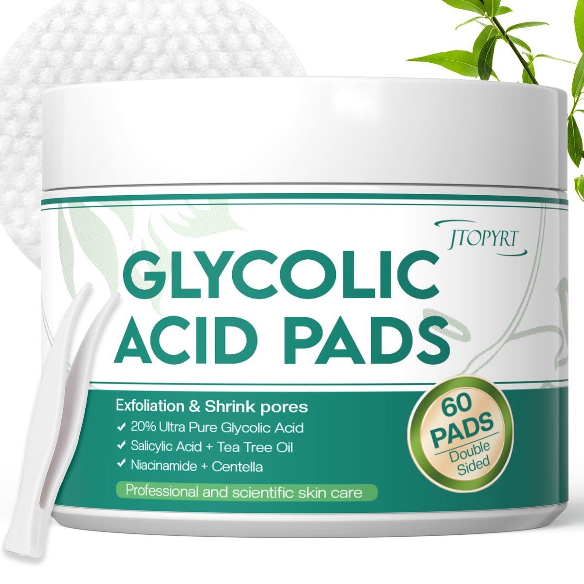 Glykolsäure-Pads 20%: Dualseitige Gesichtspeelings mit Salicylsäure & Niacinamid – Reduziert feine Linien und Fältchen, tägliche Gesichtsreinigung für alle Hauttypen, 60 Stück