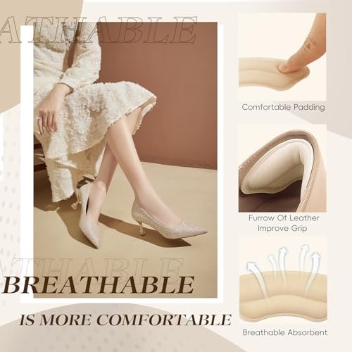 8 Paar Fersenpolster für Schuhe – Weiche Fersenkissen, Anti-Rutsch-Einlagen für zu große Schuhe, Blasenschutz & Fersenschmerzen (Beige und Schwarz)