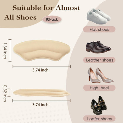 8 Paar Fersenpolster für Schuhe – Weiche Fersenkissen, Anti-Rutsch-Einlagen für zu große Schuhe, Blasenschutz & Fersenschmerzen (Beige und Schwarz)