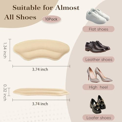 8 Paar Fersenpolster für Schuhe – Weiche Fersenkissen, Anti-Rutsch-Einlagen für zu große Schuhe, Blasenschutz & Fersenschmerzen (Beige und Schwarz)