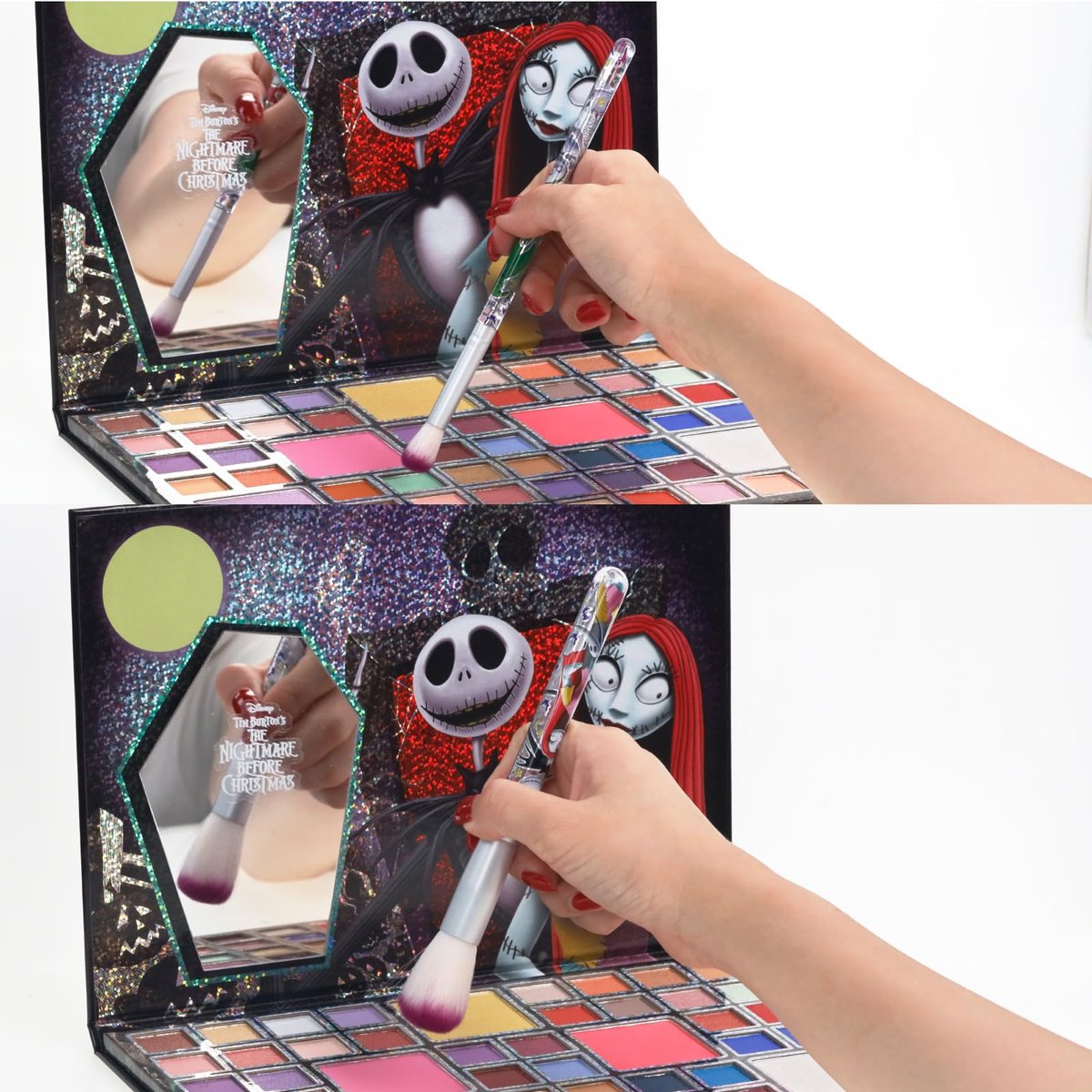 Nightmare Before Christmas 8-teiliges Make-up-Pinselset – Eyeshadow, Highlighter, Rouge – weiche Borsten – Make-up-Set für Mädchen von Townley Girl