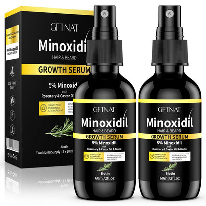 5% Minoxidil Spray für Männer und Frauen – Haarausfall-Lösung mit Biotin und Rosmarin, extra starke 5 Prozent Minoxidil für dichteres, volleres Haar, 2 Fl Oz (2er-Pack)