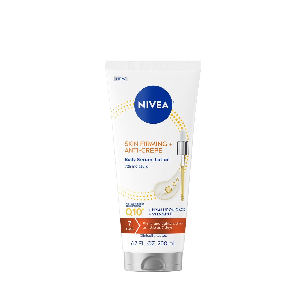 NIVEA Hautstraffende & Anti-Crepe Körperpflege Serum-Lotion mit Q10, Hyaluronsäure und Vitamin C, 200 ml Tube
